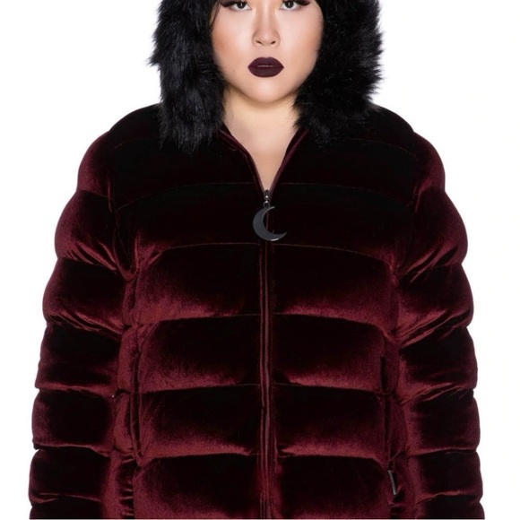 Killstar Lisa Luna Velvet Coat Burgundy NWT - Picture 1 of 8